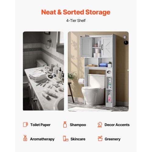 Over The Toilet Storage Cabinet 6614 in Height Bathroom Storage Organizer
