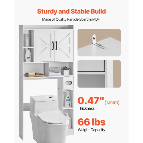Over The Toilet Storage Cabinet 6614 in Height Bathroom Storage Organizer