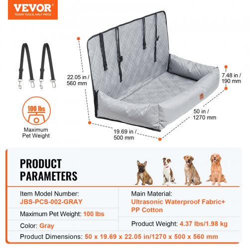 Dog Car Seat Waterproof Dog Booster Seat for Car Pet Car Seat with ClipOn