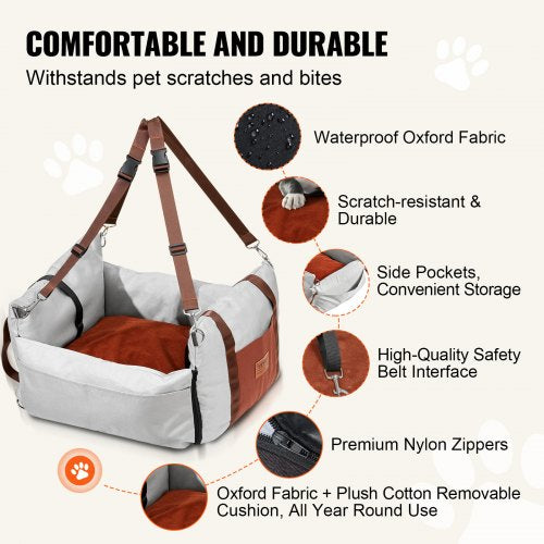 Dog Car Seat Waterproof Dog Booster Seat for Car with Side Handles