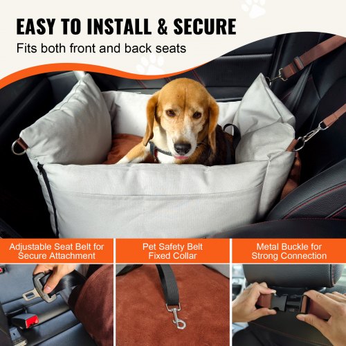Dog Car Seat Waterproof Dog Booster Seat for Car with Side Handles