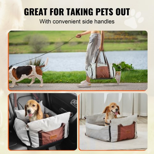 Dog Car Seat Waterproof Dog Booster Seat for Car with Side Handles