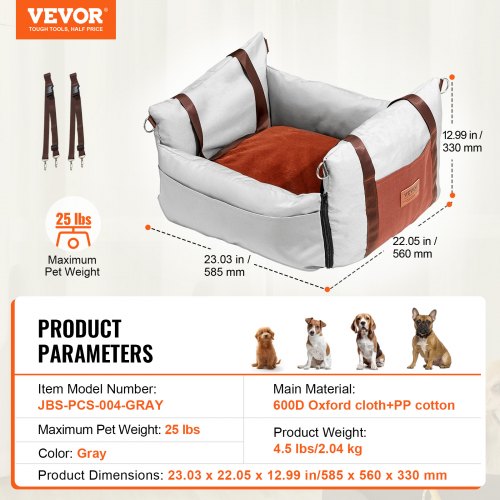 Dog Car Seat Waterproof Dog Booster Seat for Car with Side Handles