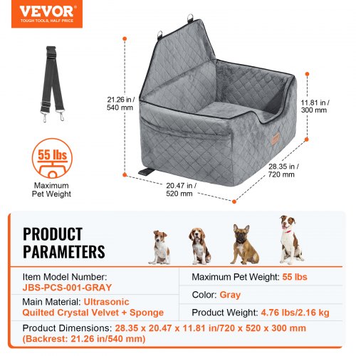 Dog Car Seat Dog Booster Seat for Car with A Storage Pocket Pet Car Seat