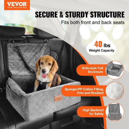 Dog Car Seat Dog Booster Seat for Car with A Storage Pocket ClipOn Safety