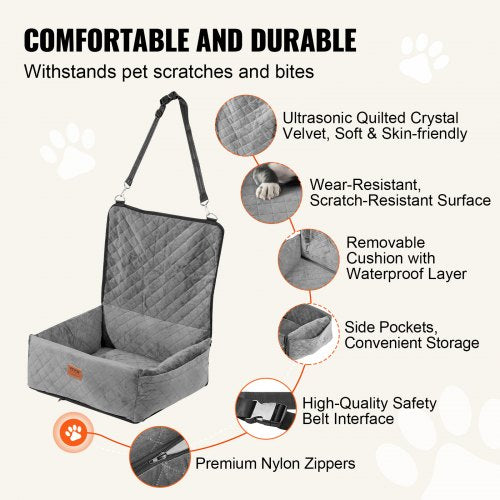 Dog Car Seat Dog Booster Seat for Car with A Storage Pocket ClipOn Safety