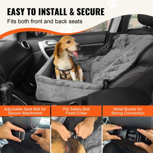 Dog Car Seat Dog Booster Seat for Car with A Storage Pocket ClipOn Safety