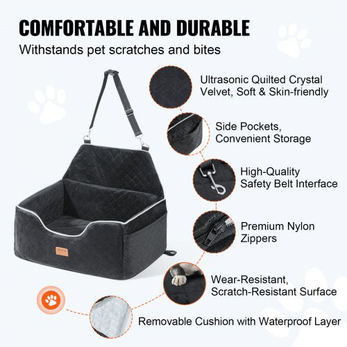 Dog Car Seat Dog Booster Seat for Car with A Storage Pocket Pet Car Seat