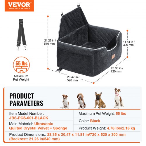 Dog Car Seat Dog Booster Seat for Car with A Storage Pocket Pet Car Seat