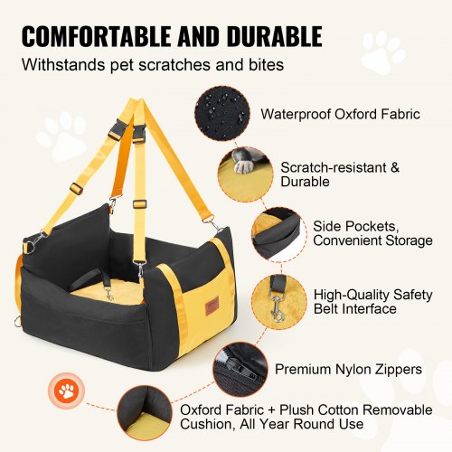 Dog Car Seat Waterproof Dog Booster Seat for Car with Side Handles