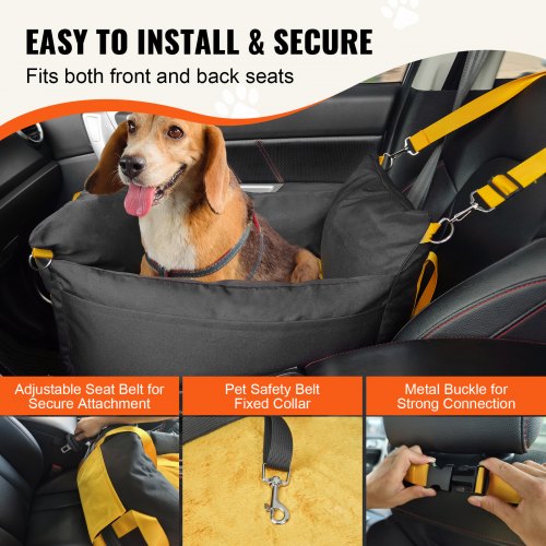 Dog Car Seat Waterproof Dog Booster Seat for Car with Side Handles