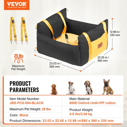Dog Car Seat Waterproof Dog Booster Seat for Car with Side Handles