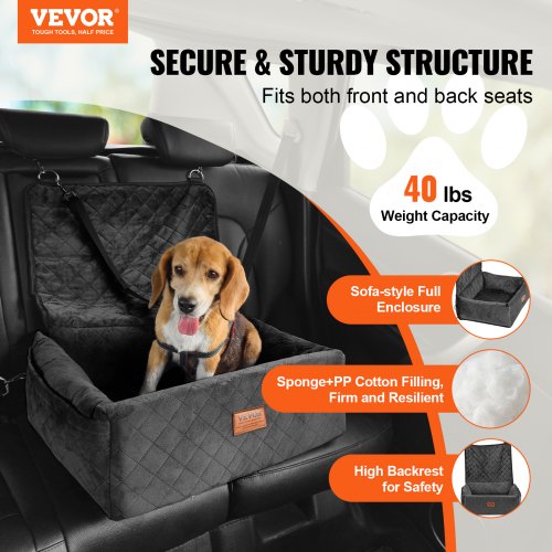Dog Car Seat Dog Booster Seat for Car with A Storage Pocket ClipOn Safety