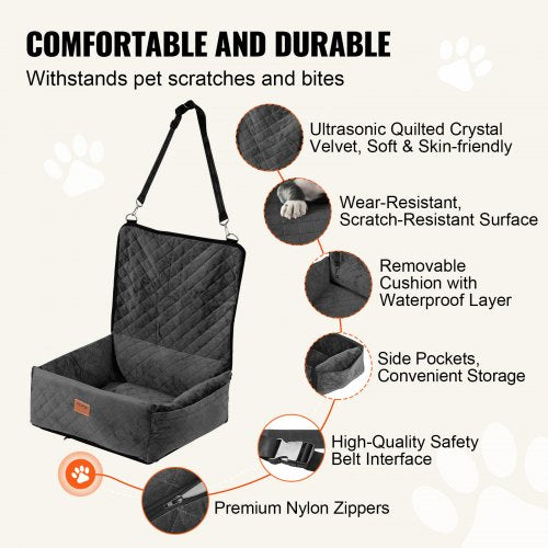 Dog Car Seat Dog Booster Seat for Car with A Storage Pocket ClipOn Safety