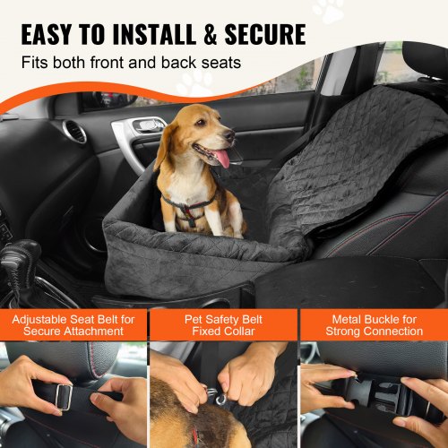 Dog Car Seat Dog Booster Seat for Car with A Storage Pocket ClipOn Safety