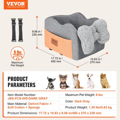 Console Dog Car Seat Center Console Dog Booster Seat for Small Dog Pet Car