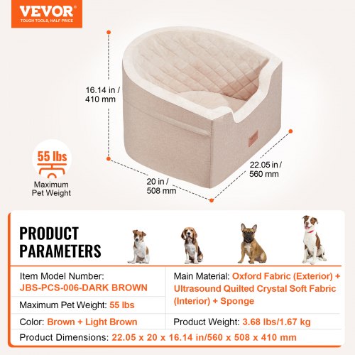 Dog Car Seat Waterproof Dog Booster Seat for Car with A Storage Pocket