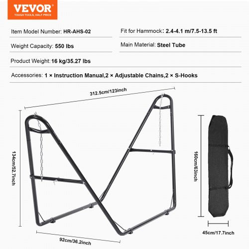 Universal 2 Person Hammock Stand Adjustable Heavy Duty 550 lbs Capacity