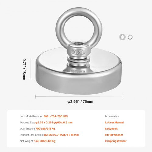 Fishing Magnet 700 LBS318 Kg Pulling Force Super Strong Neodymium Fishing