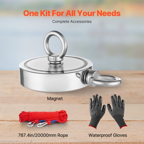 Magnet Fishing Kit 2000 LBS907 Kg DoubleSided Pulling Force Strong Magnet