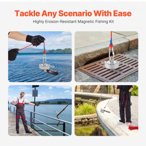 1700 LBS Strong Fishing Magnet Kit Double Sided Pull Force and Rope Carabiner