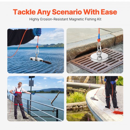 Magnet Fishing Kit 1300 LBS590 Kg SingleSided Pulling Force Strong Magnet