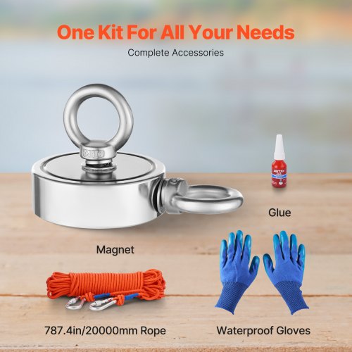 Magnet Fishing Kit 1000 LBS454 Kg DoubleSided Pulling Force Strong Magnet
