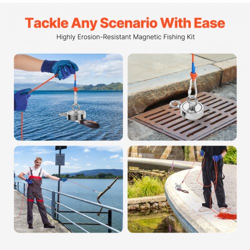 Magnet Fishing Kit 1000 LBS454 Kg DoubleSided Pulling Force Strong Magnet