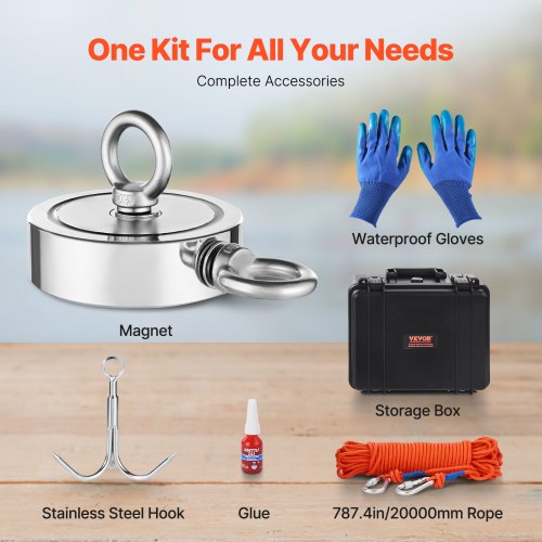 Magnet Fishing Kit 1400 LBS635 Kg DoubleSided Pulling Force Magnet