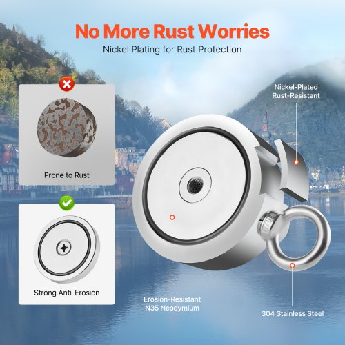 Magnet Fishing Kit 1400 LBS635 Kg DoubleSided Pulling Force Magnet