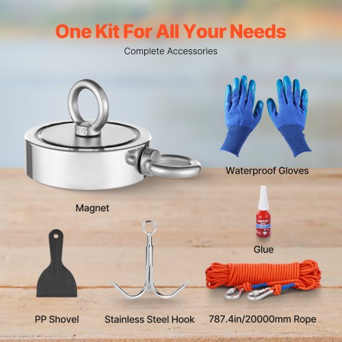 Magnet Fishing Kit 1700 LBS771 Kg DoubleSided Pulling Force Strong Magnet