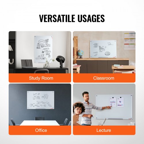 Magnetic Glass Whiteboard Dry Erase Board 36x24 WallMounted Large White