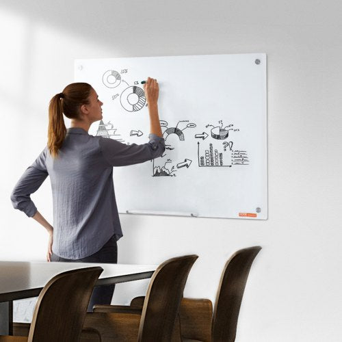 Magnetic Glass Whiteboard Dry Erase Board 36x24 WallMounted Large White