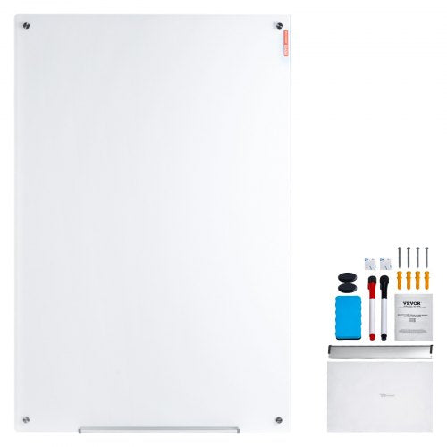 Magnetic Glass Whiteboard Dry Erase Board 36x24 WallMounted Large White