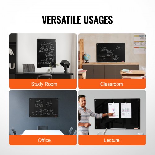 Magnetic Glass Whiteboard Dry Erase Board 36x24 WallMounted Large White