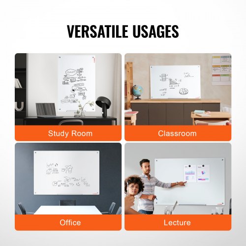Magnetic Glass Whiteboard Dry Erase Board 48x32 WallMounted Large White