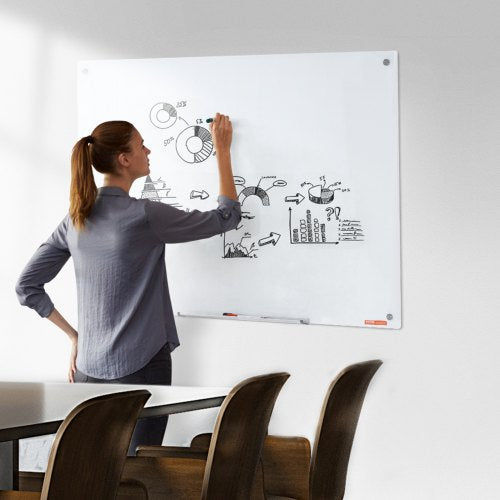Magnetic Glass Whiteboard Dry Erase Board 48x32 WallMounted Large White