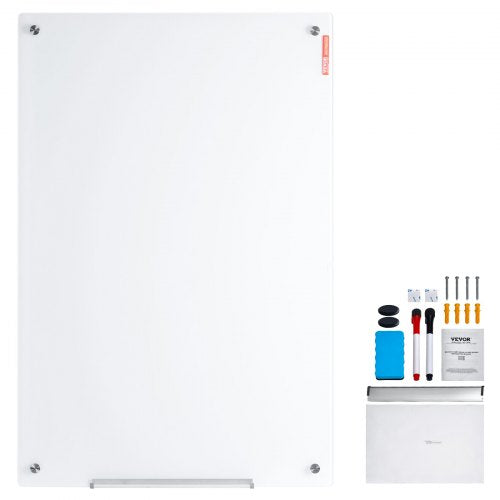 Magnetic Glass Whiteboard Dry Erase Board 48x32 WallMounted Large White