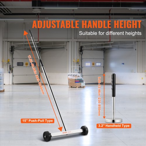 15Inch Magnetic Sweeper with Wheels 8 lbs Capacity with Telescoping