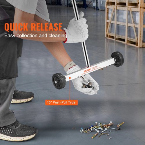 15Inch Magnetic Sweeper with Wheels 8 lbs Capacity with Telescoping