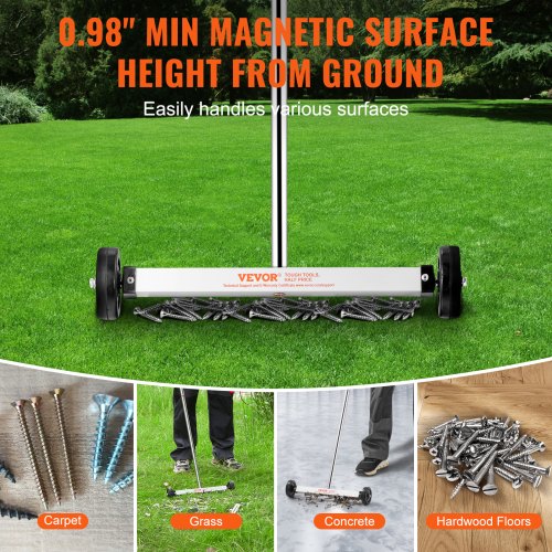 15Inch Magnetic Sweeper with Wheels 8 lbs Capacity with Telescoping