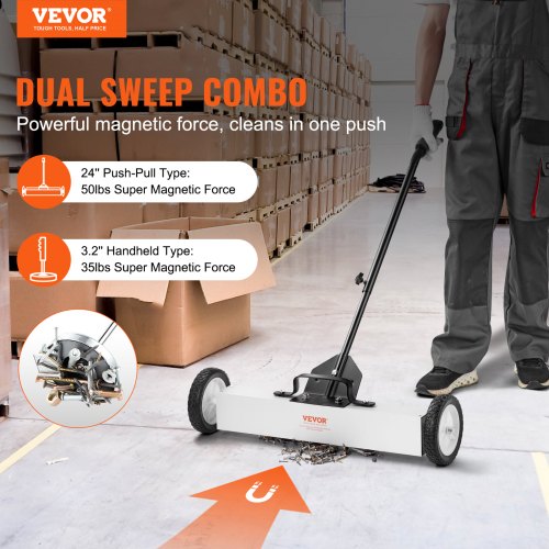 24Inch Magnetic Sweeper with Wheels Telescoping Magnetic Pickup Tool – 175MM