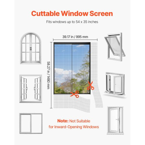 Magnetic Window Screen 58.27 x 39.17 inch PVC and Fiberglass Mesh White