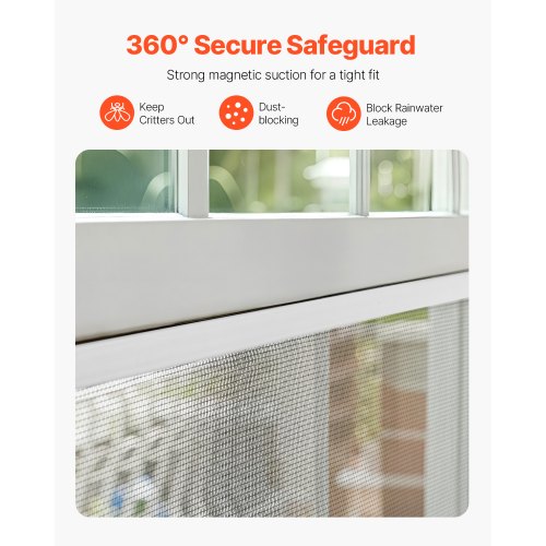 Magnetic Window Screen 58.27 x 39.17 inch PVC and Fiberglass Mesh White