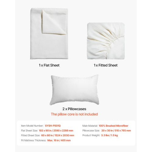4Piece Bed Sheet Set – Queen Size 100 Brushed Microfiber Bedding Set with 2