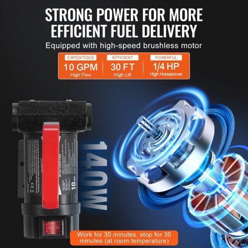Fuel Transfer Pump 12V DC 10 GPM 14 HP Portable Electric Diesel Transfer