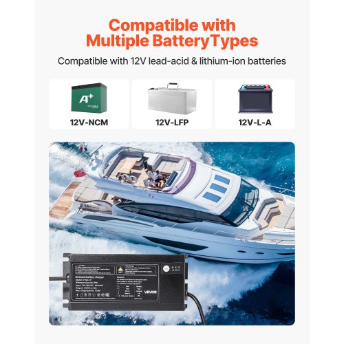 Marine Battery Charger 1Bank 10A 12V Onboard Boat Charger IP68