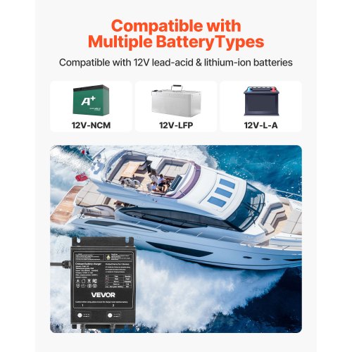 Marine Battery Charger 2Bank 10A 12V Onboard Boat Charger IP68