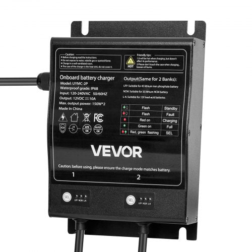 Marine Battery Charger 2Bank 10A 12V Onboard Boat Charger IP68