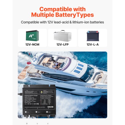 Marine Battery Charger 3Bank 10A 12V Onboard Boat Charger IP68